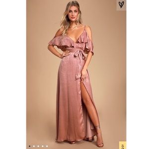 Lulus Moriah Rose Satin Dress NWT